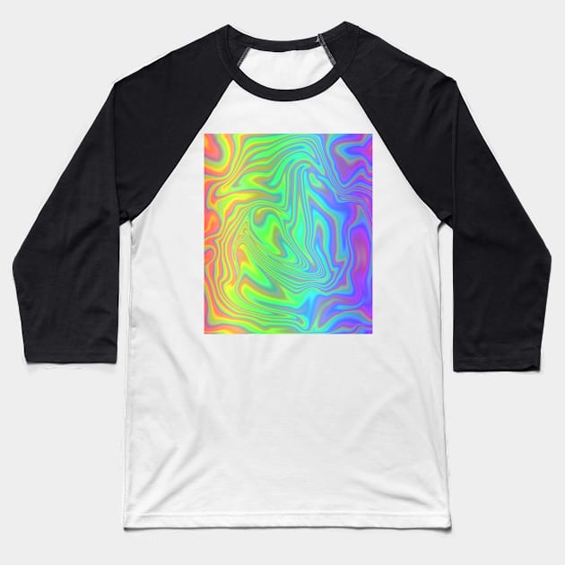 Psychedelic Rainbow Swirly Zebra Stripes Print Baseball T-Shirt by Art by Deborah Camp